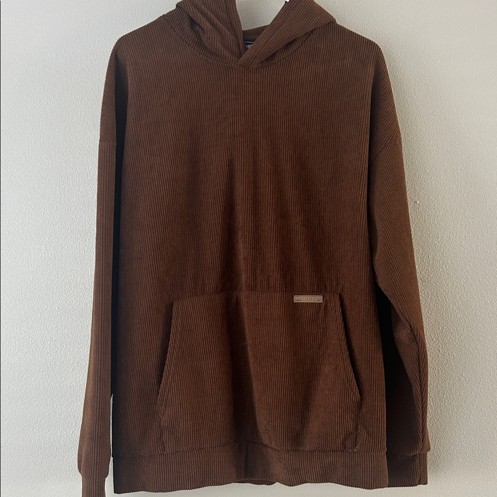 Size Small Men's Brown corduroy like soft Material Hoodie